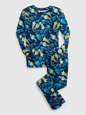 Piżama bawełniane Gap - niebieski