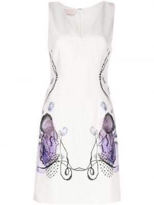 Šaty bez rukávů s potiskem s abstraktním vzorem Saiid Kobeisy bílé