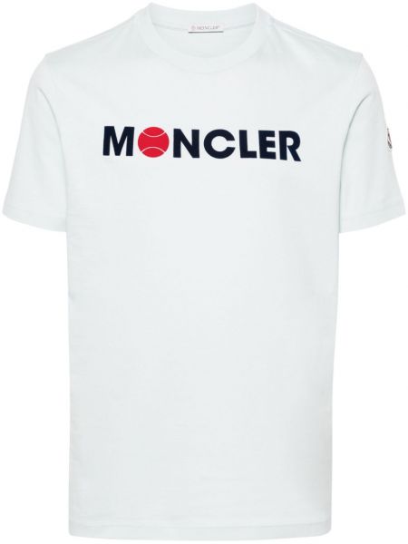 Bombažna majica Moncler modra