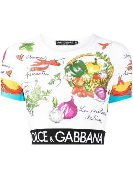 Trykt crop top Dolce & Gabbana hvit