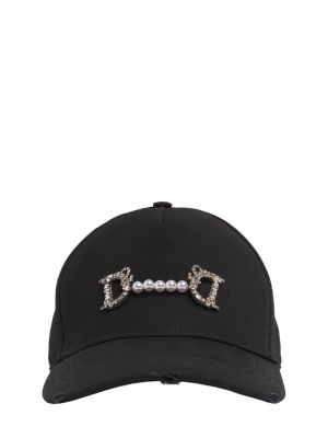 Kepurė su snapeliu su perlais Dsquared2 juoda