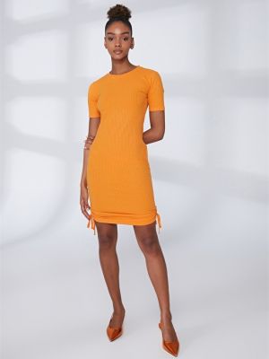 Прямое платье с коротким рукавом с круглым вырезом AÉropostale оранжевое