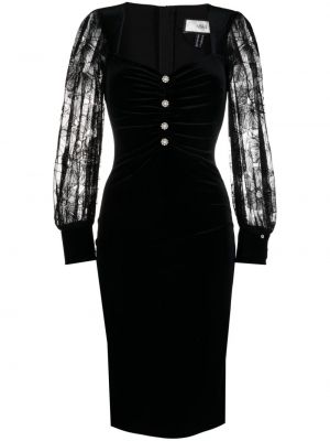Przezroczysta aksamitna sukienka koktajlowa Nissa czarna