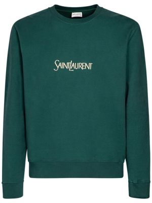 Bavlněný svetr Saint Laurent zelený