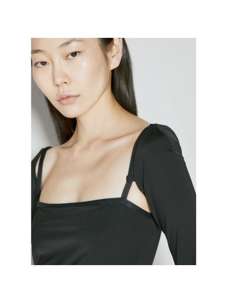 Sukienka mini z długim rękawem koronkowa Alexander Wang czarna