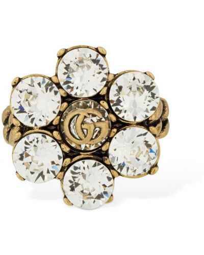 Žiedas su kristalais Gucci auksinė