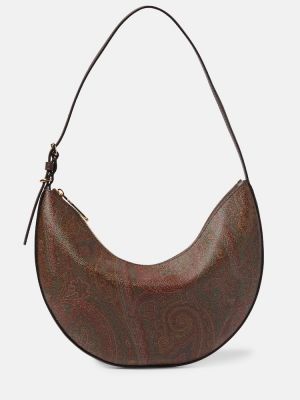 Kožená kabelka s paisley vzorom Etro hnedá