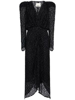 Μεταξωτή μίντι φόρεμα από βισκόζη Isabel Marant μαύρο