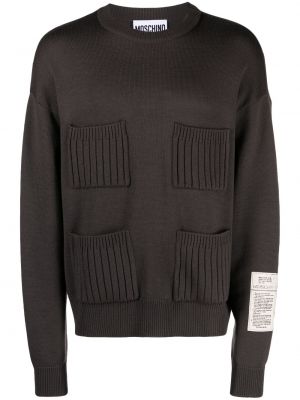 Плетен пуловер Moschino сиво