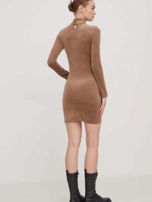 Velurové mini šaty Karl Kani hnědé