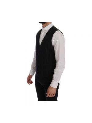Chaleco de traje de algodón a rayas Dolce & Gabbana negro