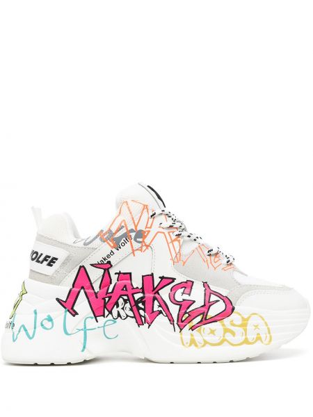 Sneakersy z printem Naked Wolfe, biały