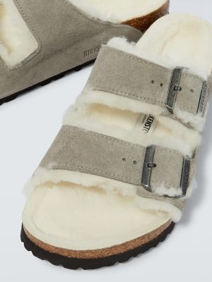Sandale din piele de căprioară Birkenstock gri