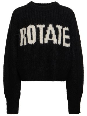 Pull en laine en tricot Rotate noir