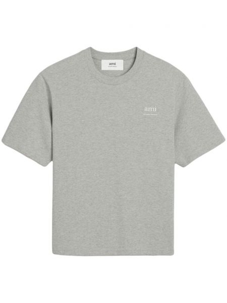T-shirt en coton à imprimé Ami Paris gris