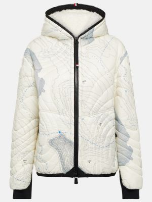Pikowana kurtka narciarska z nadrukiem Moncler Grenoble biała