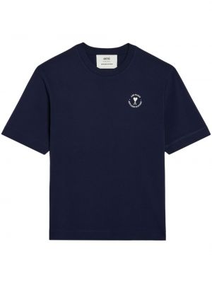 T-shirt ricamato Ami Paris blu