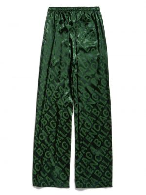 Pantalon en satin à imprimé Balenciaga vert