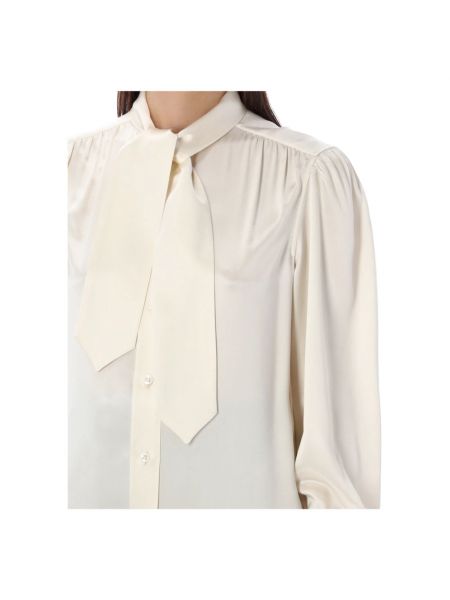 Blusa de seda Saint Laurent blanco