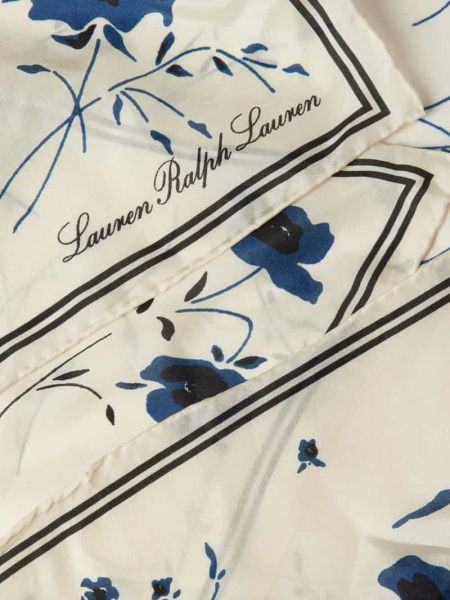 Jedwabna szal w kwiatki z nadrukiem Lauren Ralph Lauren biała