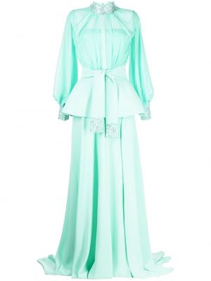 Siuvinėtas vakarinė suknelė su blizgučiais Saiid Kobeisy žalia