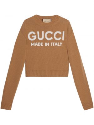 Вълнен пуловер Gucci бежово