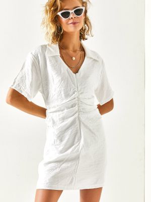 Plisované mini šaty Olalook biela