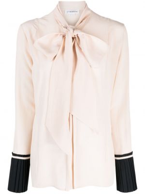 Копринена риза с панделка Victoria Beckham розово
