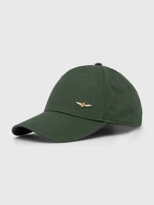 Однотонная хлопковая кепка Aeronautica Militare зеленая