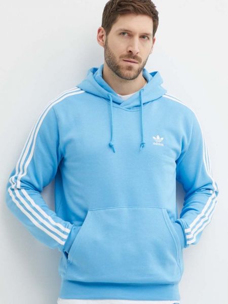 Bluza z kapturem w paski Adidas Originals niebieska