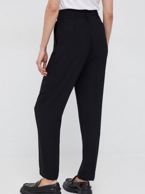 Jednobarevné kalhoty s vysokým pasem Sisley černé