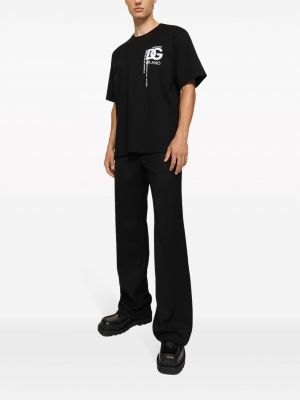 Bavlněné tričko s výšivkou Dolce & Gabbana černé