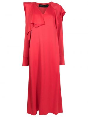 Drapované saténové dlouhé šaty Gloria Coelho červená