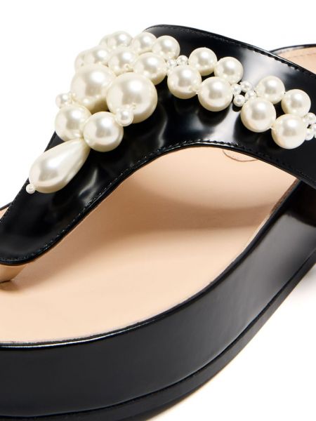 Kožené sandály s perlami Simone Rocha černé