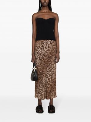 Leopardí midi sukně s potiskem Rixo hnědé