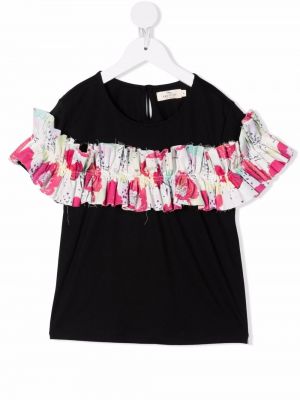 Top a fiori Andorine nero