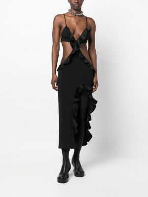 Asymetrické koktejlové šaty David Koma černé