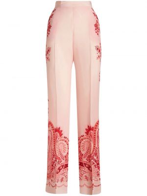 Jedwabne proste spodnie z nadrukiem z wzorem paisley Etro