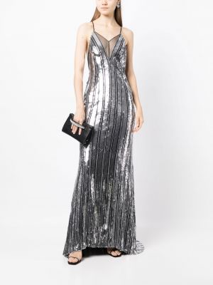 Sukienka koktajlowa z cekinami Galvan srebrna