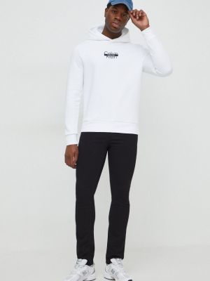 Bluza z kapturem z nadrukiem Calvin Klein biała