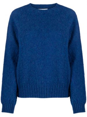 Вълнен пуловер с кръгло деколте Ymc синьо