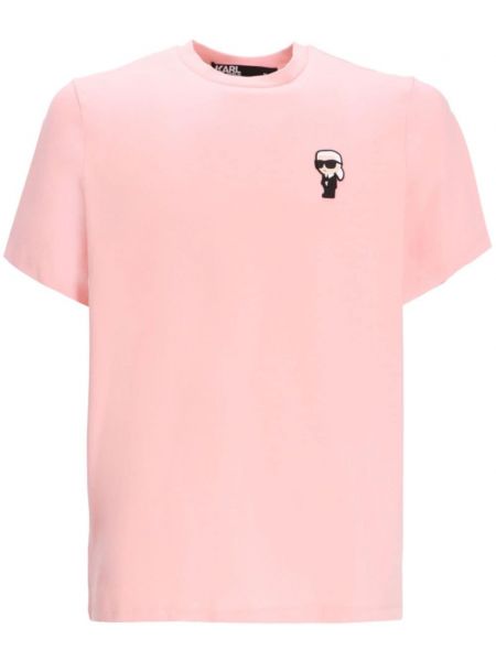 Kokvilnas t-krekls Karl Lagerfeld rozā