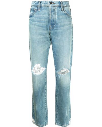Distressed straight jeans Frame