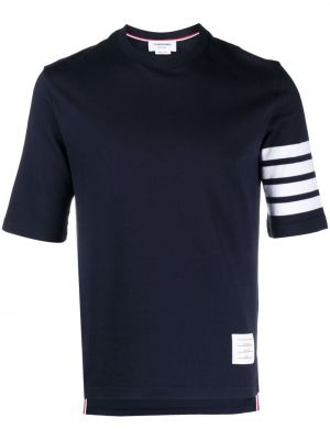 Koszulka w paski z nadrukiem Thom Browne niebieska