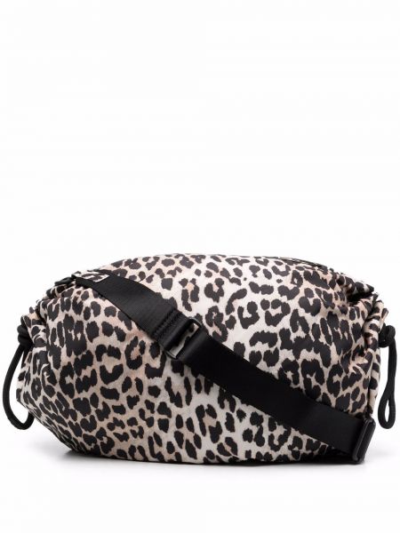 Bolsa de hombro con estampado leopardo Ganni