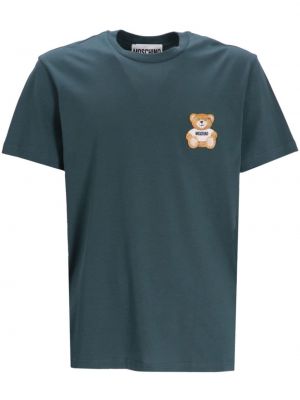 Kokvilnas t-krekls ar apdruku Moschino zaļš