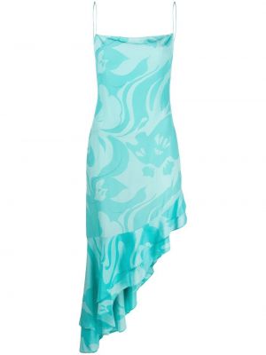 Asimetrična midi haljina s cvjetnim printom Etro plava
