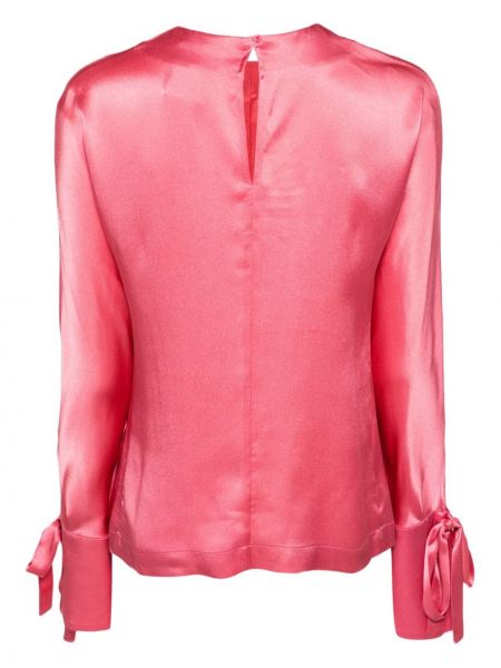 Satynowa bluzka z dekoltem w serek Semicouture różowa