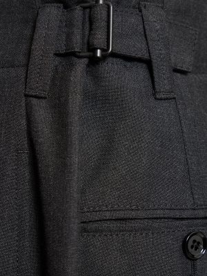 Plisované vlnené nohavice Lemaire sivá