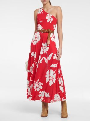 Миди рокля на цветя Polo Ralph Lauren червено